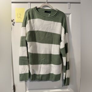 Green and White Strip Sweater